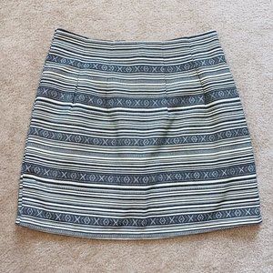 Emmalee Gray Cream Striped Knee Length Pencil Skirt M